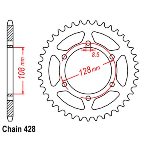 SUPERSPROX 42T 428 PITCH SUZUKI REAR SPROCKET 
