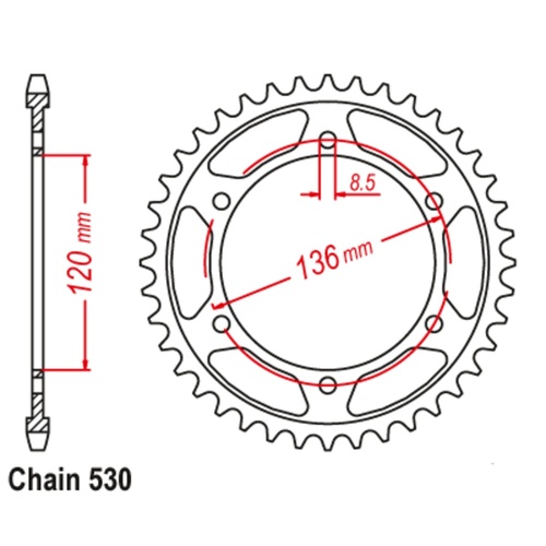 SUPERSPROX 38T 530 PITCH YAMAHA REAR SPROCKET