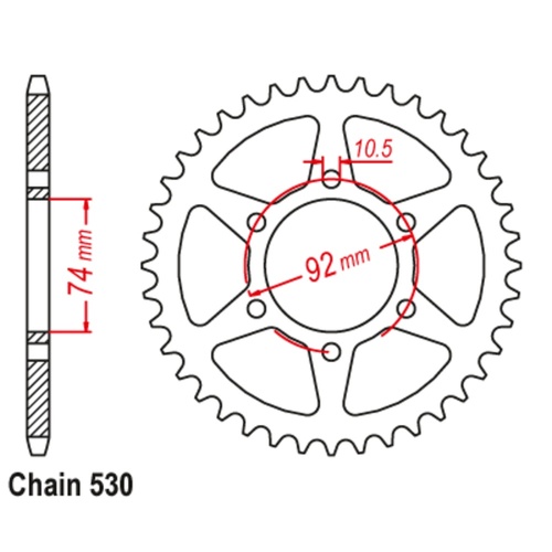 SUPERSPROX 45T 530 PITCH YAMAHA REAR SPROCKET 