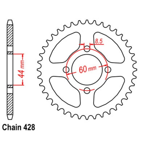 SUPERSPROX 49T 428 PITCH YAMAHA TTR125 REAR SPROCKET 