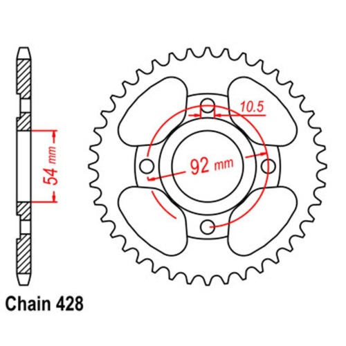 SUPERSPROX 44T 428 PITCH YAMAHA REAR SPROCKET 