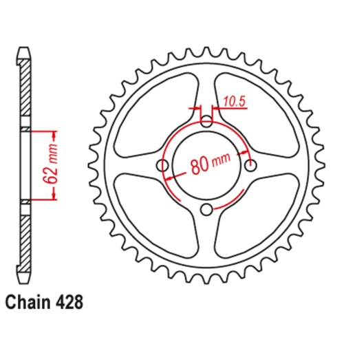 SUPERSPROX 49T 428 PITCH YAMAHA REAR SPROCKET 