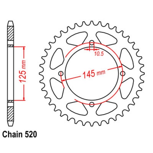SUPERSPROX 39T 520 PITCH YAMAHA REAR SPROCKET 