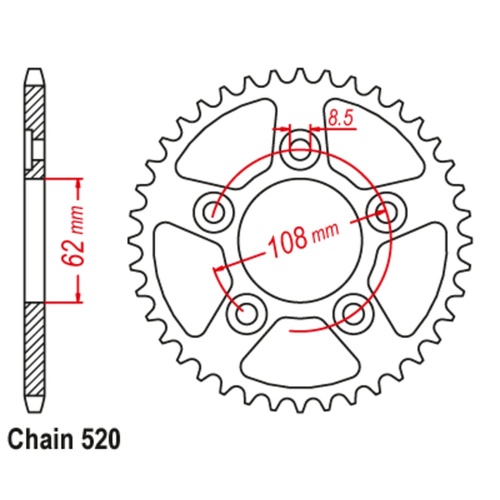 SUPERSPROX 39T 520 PITCH APRILIA/CAGIVA 125 RS REAR SPROCKET 