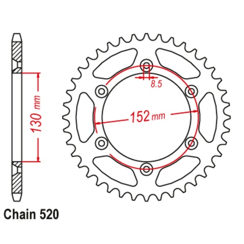 SUPERSPROX 46T 520 PITCH APRILIA 450/550 RXV/SVX REAR SPROCKET 