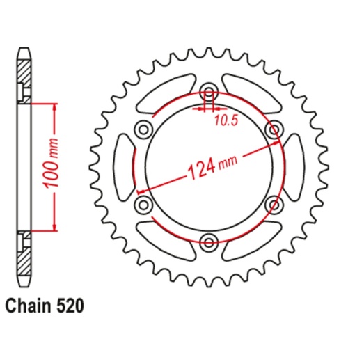 SUPERSPROX 44T 520 PITCH DUCATI REAR SPROCKET 