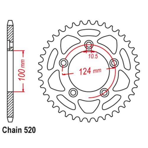 SUPERSPROX 44T 520 PITCH DUCATI SCRAMBLER REAR SPROCKET 