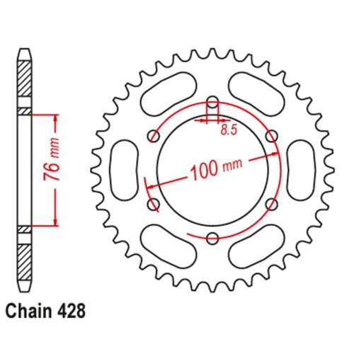 SUPERSPROX 42T 428 PITCH YAMAHA YZF125R REAR SPROCKET 