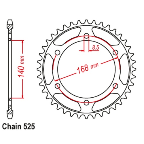 SUPERSPROX 42T 525 PITCH BMW F800 GS 8MM HOLE REAR SPROCKET 