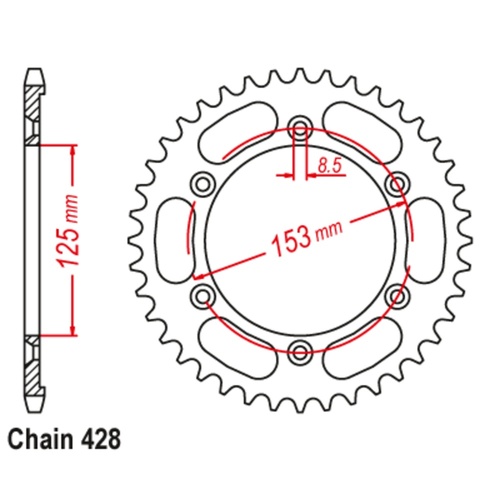 SUPERSPROX 52T 428 PITCH HONDA AGXR190 REAR SPROCKET 