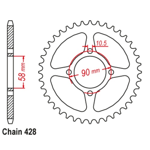 SUPERSPROX 44T 428 PITCH HONDA CBR125  REAR SPROCKET