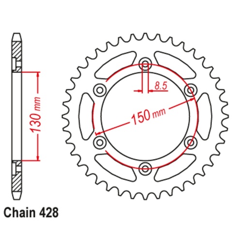 SUPERSPROX 54T 428 PITCH HONDA CBR250 REAR SPROCKET 