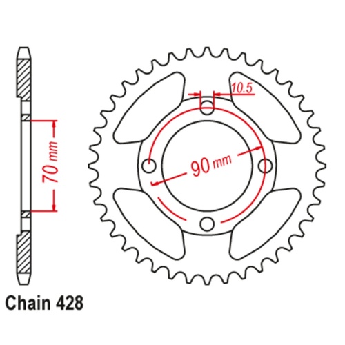 SUPERSPROX 45T 428 PITCH HONDA CT110 X REAR SPROCKET 