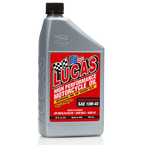 LUCAS OILS 10W-40 HIGH PERFORMANCE MOTORCYCLE OIL 946ml