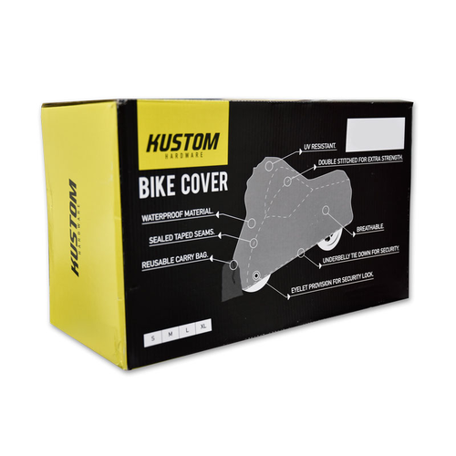 KUSTOM HARDWARE MOTORCYCLE COVER - SPORT BIKE LARGE 750-1300CC/RACK