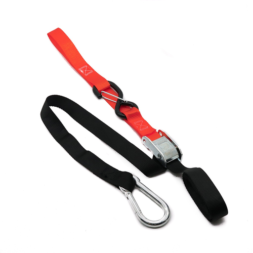 KMX TIE DOWN 25MM SNAP HOOK - BLACK RED SOFT LOOP