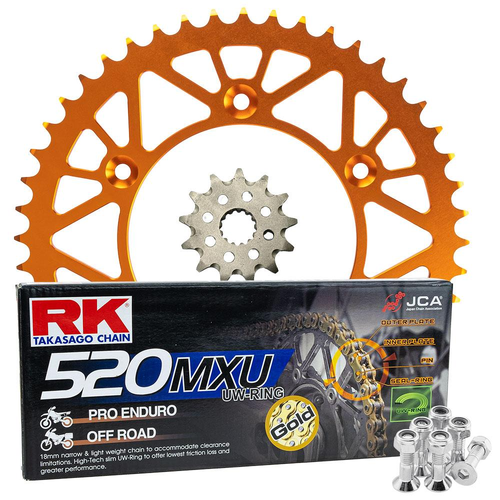 RK CHAIN AND SPROCKET RACE PACK PRO - GOLD ORANGE - KTM SX-F '06-25