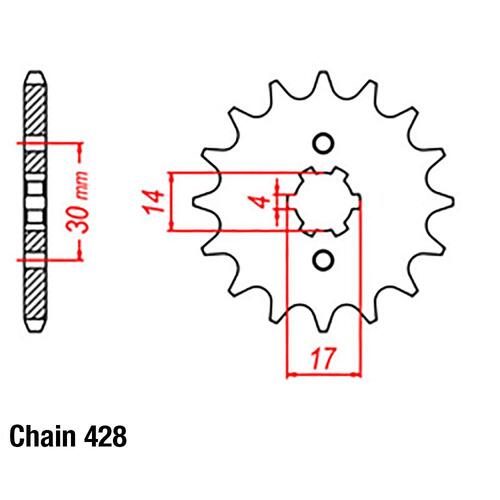 RK FRONT SPROCKET STEEL 15T 428 PITCH