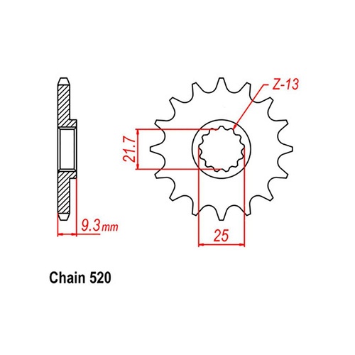 RK - STEEL 14T 520P FRONT SPROCKET