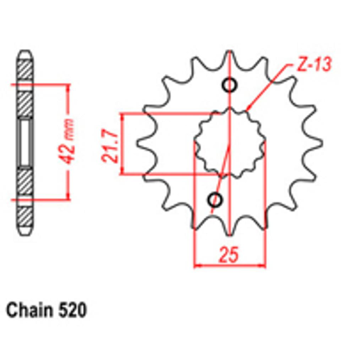 RK FRONT SPROCKET - STEEL 13T 520P D/D