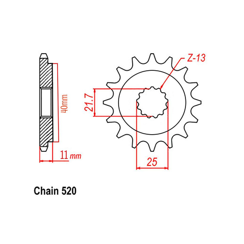 RK FRONT SPROCKET STEEL 13T 520 PITCH