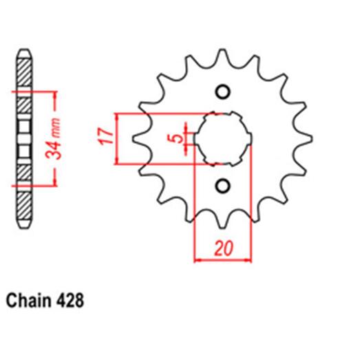 RK FRONT SPROCKET STEEL 428 PITCH 15T