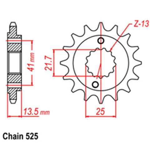 RK FRONT SPROCKET STEEL 525 PITCH 16T