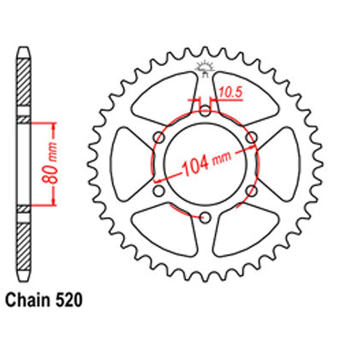 RK REAR SPROCKET - STEEL 39T 520P