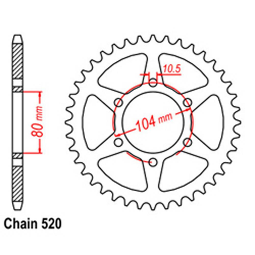 RK REAR SPROCKET - STEEL 45T 520P