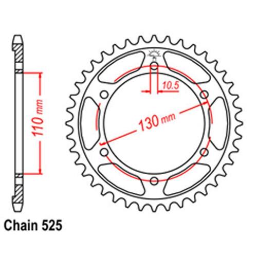 RK REAR SPROCKET STEEL 43T 525 PITCH