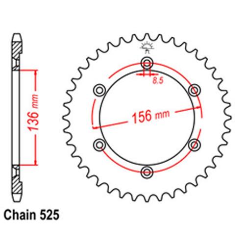 RK REAR SPROCKET STEEL 41T 525 PITCH
