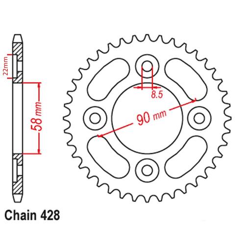 RK REAR SPROCKET - STEEL 34T 428 PITCH