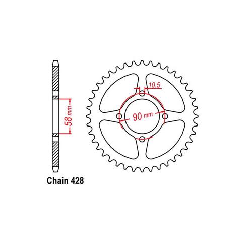 RK REAR SPROCKET STEEL 428 PITCH 42T