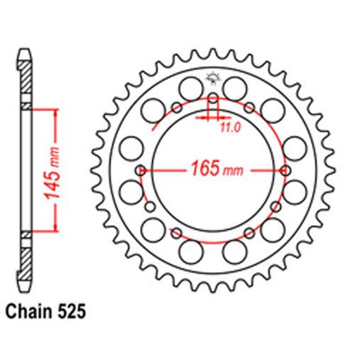 RK REAR SPROCKET STEEL 525 PITCH 45T - 32-ML0-45