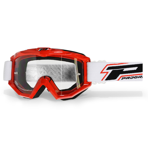 PROGRIP RACELINE 3201 GOGGLES WITH CLEAR LENS RED