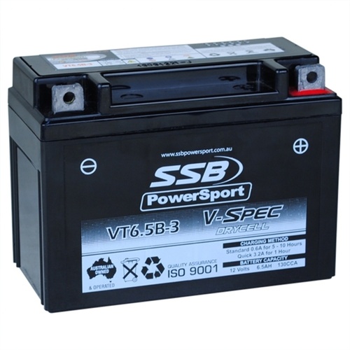 SSB V-SPEC HIGH PERFORMANCE 12V AGM BATTERY 130CCA 6.5AH - VT6.5B-3