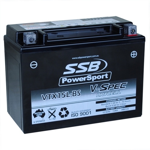 SSB V-SPEC HIGH PERFORMANCE 12V AGM BATTERY 340CCA 13AH - VTX15L-BS