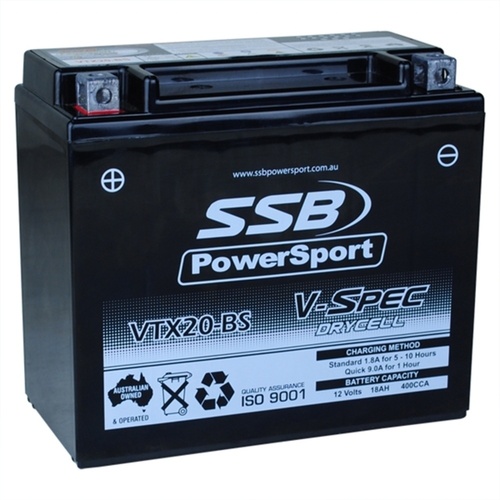 SSB V-SPEC HIGH PERFORMANCE 12V AGM BATTERY 400CCA 18AH - VTX20-BS