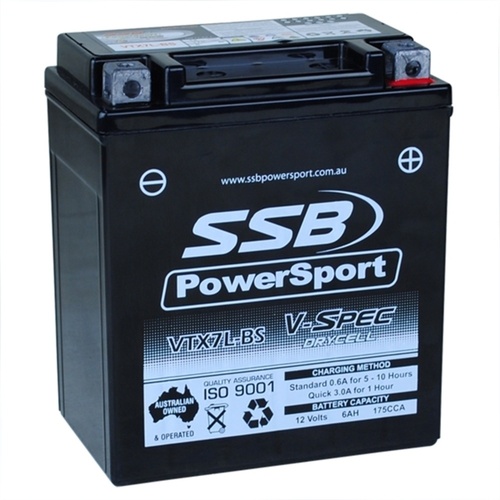 SSB V-SPEC HIGH PERFORMANCE 12V AGM BATTERY 175CCA 6AH - VTX7L-BS