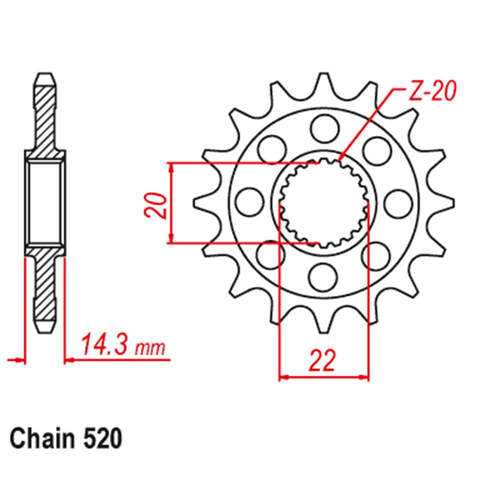 FRONT SPROCKET  - STEEL 16T 525P 41-B06-16