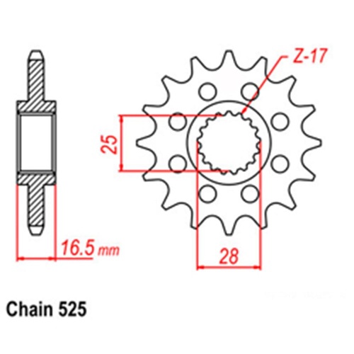 RK - STEEL 17T 525P FRONT SPROCKET