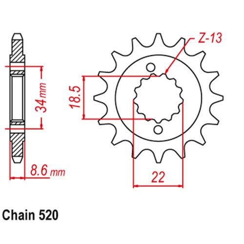 RK FRONT SPROCKET - STEEL 15T 520 PITCH