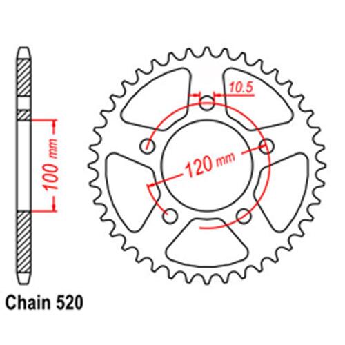 RK REAR SPROCKET STEEL 520 PITCH 44T