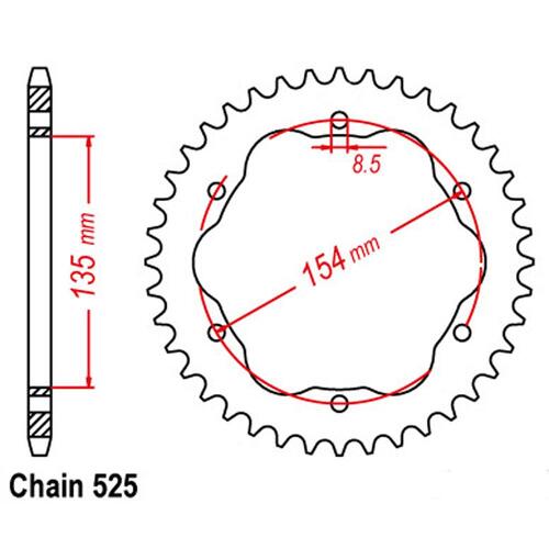RK REAR SPROCKET STEEL 43T 525 PITCH