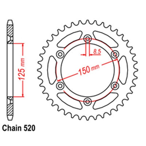 RK - STEEL 45T 520P REAR SPROCKET