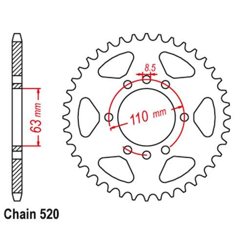 RK REAR SPROCKET - STEEL 42T 520 PITCH