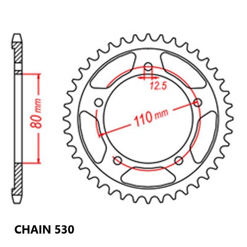 RK REAR SPROCKET - STEEL 43 TOOTH 530 PITCH