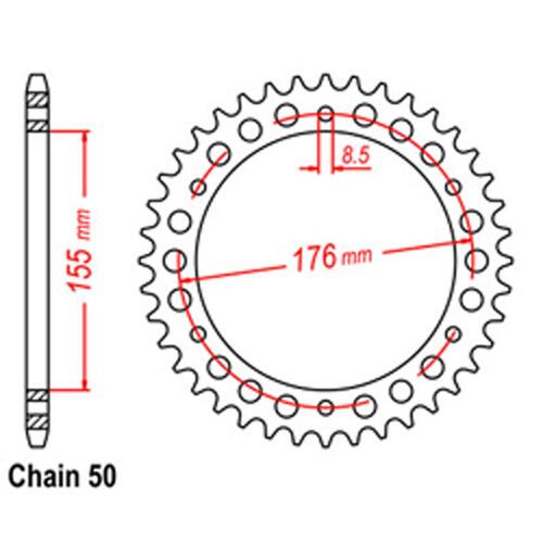 RK STEEL REAR SPROCKET 530 PITCH 43T