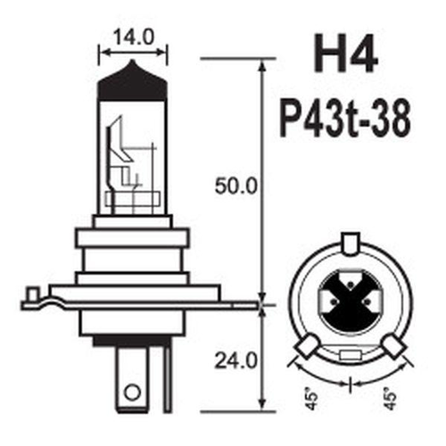 12V BULB 35/35 P43T Halogen H4