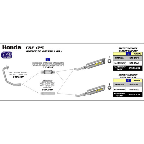 ARROW EXHAUST STAINLESS MID-PIPE - HONDA CBR 125 R '11-13
